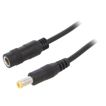Cablu DC 5,5/2,1 mm Negru 2x0,5mm2 Mufă-Soclu Drept | Electronic-mag.ro | Componente Electronice