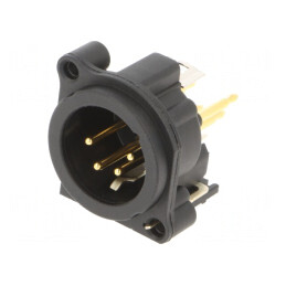 Soclu XLR THT 4-Pin Negru 6A | Electronic-mag.ro | Componente Electronice