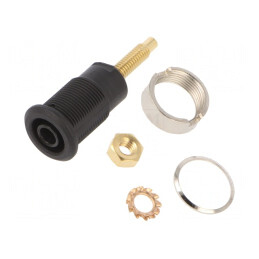 Soclu banană 4mm neagră aurit 32A 1kV | Electronic-mag.ro | Componente Electronice