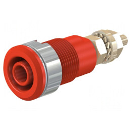 Soclu banană 4mm roșu aurit 32A 1kV | Electronic-mag.ro | Componente Electronice