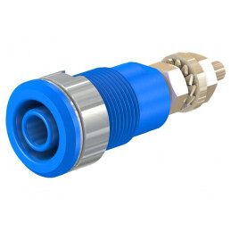 Soclu banană albastră 4mm 32A 1kV aurit alamă | Electronic-mag.ro | Componente Electronice