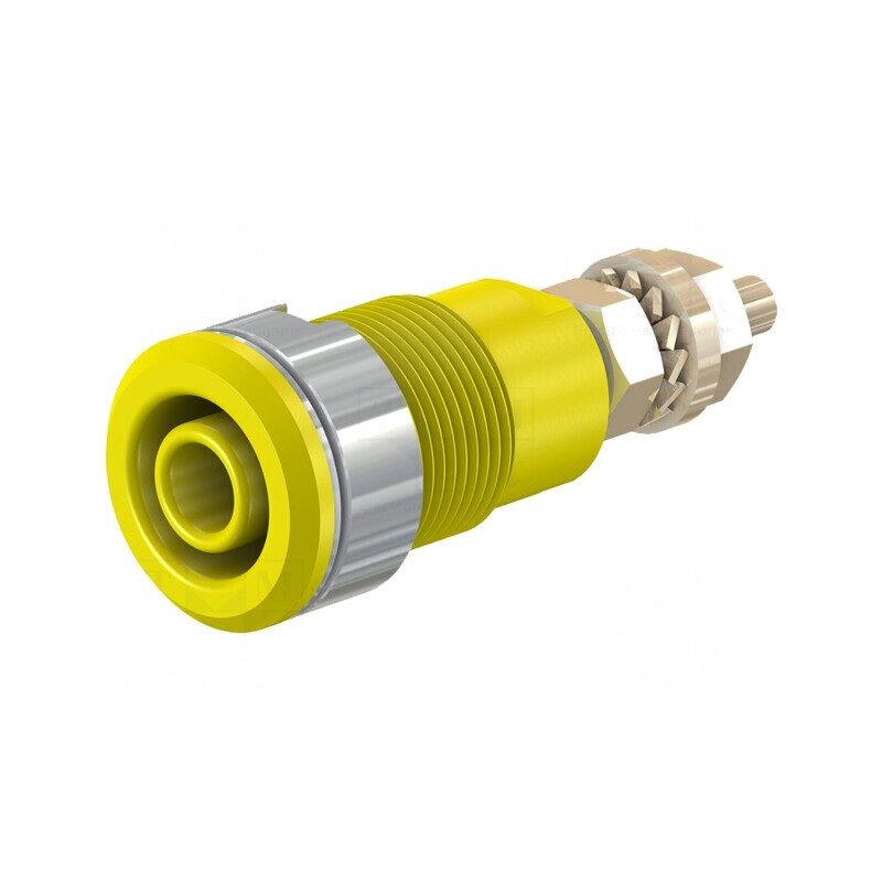 Soclu banană 4mm 32A galben aurit alamă | Electronic-mag.ro | Componente Electronice