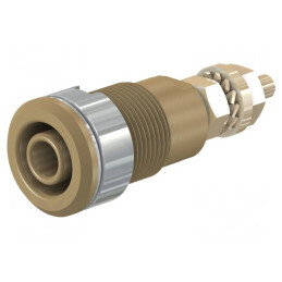 Soclu banană 4mm maro aurit cu izolație | Electronic-mag.ro | Componente Electronice