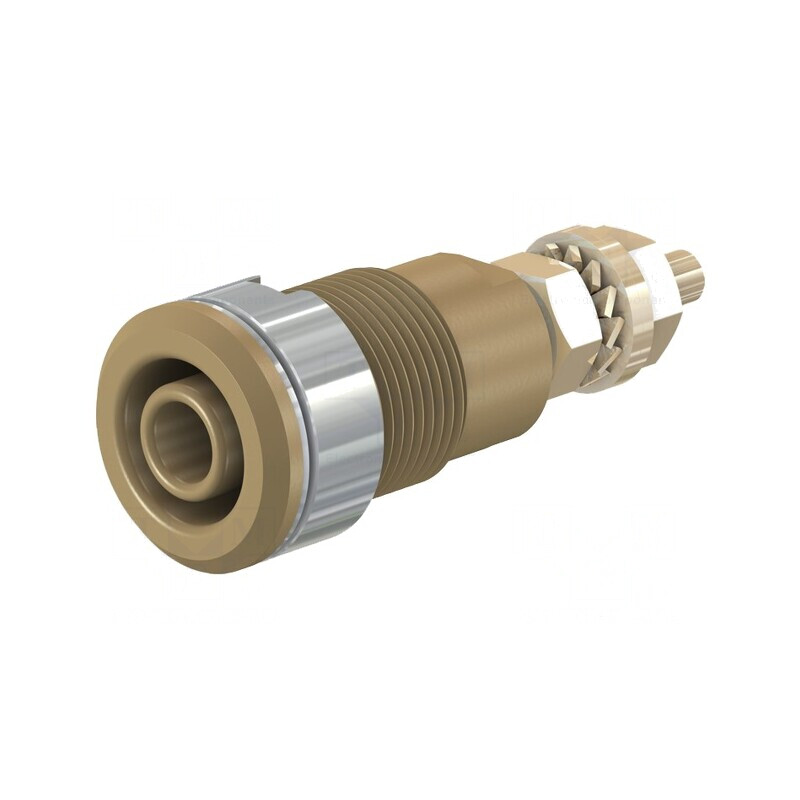 Soclu banană 4mm maro aurit cu izolație | Electronic-mag.ro | Componente Electronice