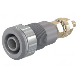 Soclu Banană 4mm Gri Aurit cu Izolație 32A 1kV | Electronic-mag.ro | Componente Electronice