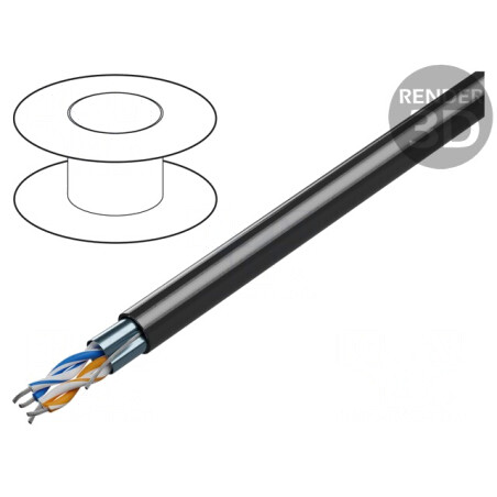 Cablu de Date Ecranat Cupru 2x2x1.3mm Negru | Electronic-mag.ro | Componente Electronice