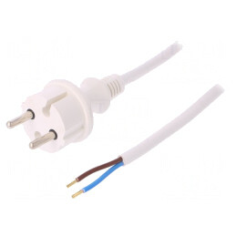 Cablu Alimentare 2x1,5mm2 PVC Alb 1,5m 16A | Electronic-mag.ro | Componente Electronice