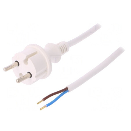 Cablu Alimentare 2x1,5mm2 PVC Alb 1,5m 16A | Electronic-mag.ro | Componente Electronice
