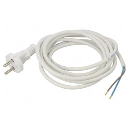 Cablu Alb 3m 2x1mm2 CEE 7/17 16A 250V | Electronic-mag.ro | Componente Electronice