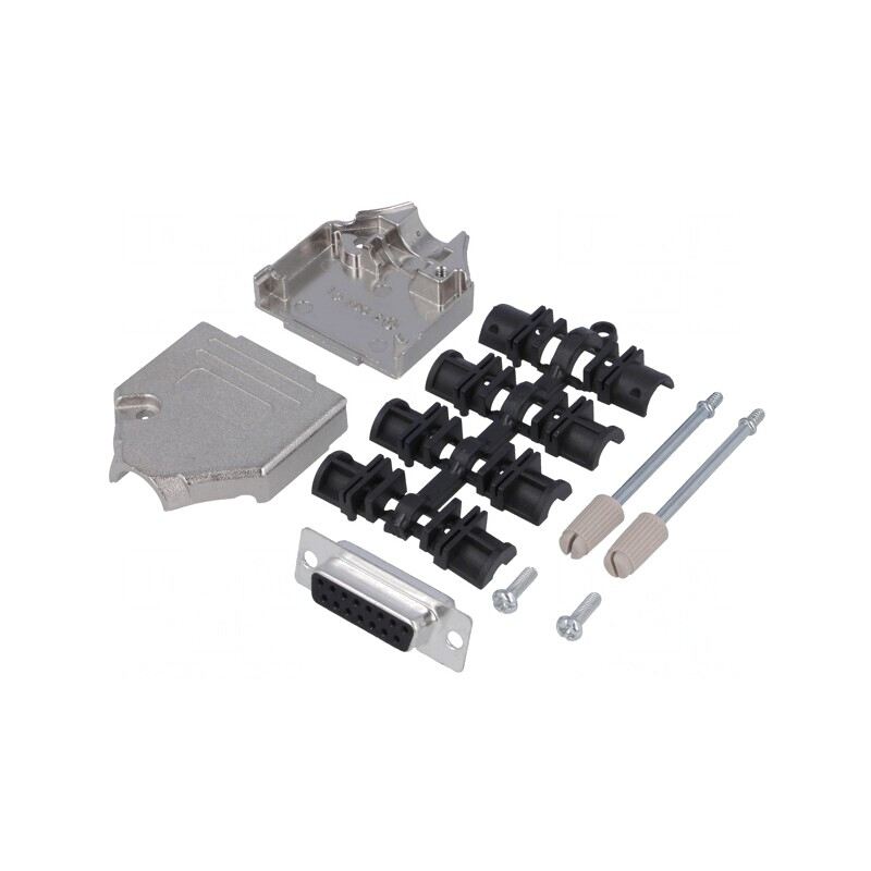 Mufă D-Sub 15 PIN Mamă pentru Lipire pe Cablu - Set Complet | Electronic-mag.ro | Componente Electronice