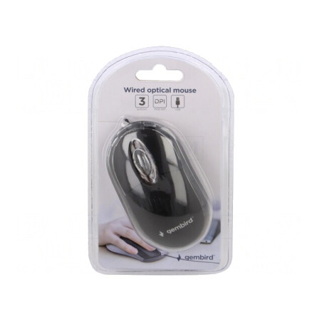 Mouse optic negru USB cu cablu 1,25m 3 butoane | Electronic-mag.ro | Componente Electronice