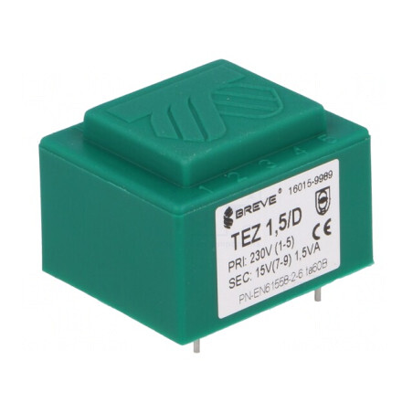 Transformator încapsulat 1,5VA 230V 15V 100mA PCB | Electronic-mag.ro | Componente Electronice