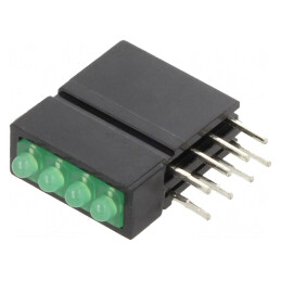LED; în carcasă; verde; 1,8mm; Nr.diode: 4; 20mA; 70°; 5÷17mcd