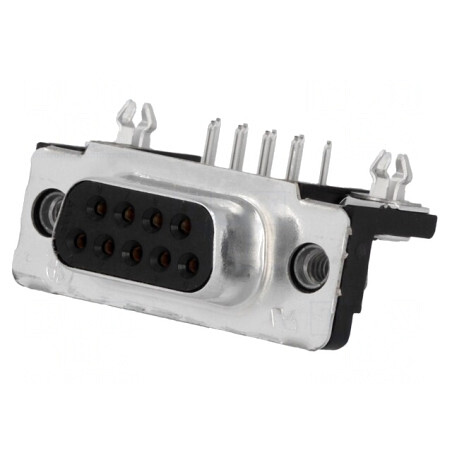 D-Sub 9-Pin Soclu Mamă 90° THT UNC 4-40 AMPLIMITE | Electronic-mag.ro | Componente Electronice