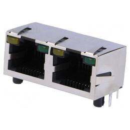 Soclu RJ45 Cat5 Ecranat Dublu cu LED 8P8C | Electronic-mag.ro | Componente Electronice