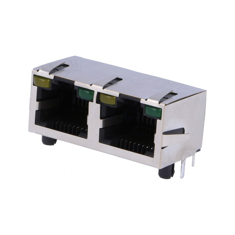 Soclu RJ45 Cat5 Ecranat Dublu cu LED 8P8C | Electronic-mag.ro | Componente Electronice