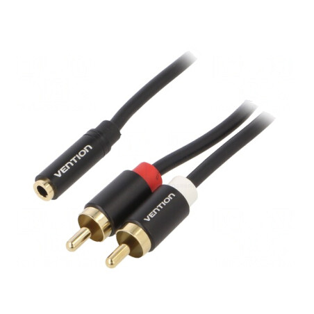 Cablu Audio Jack 3,5mm la RCA Aurit 1,5m Negru | Electronic-mag.ro | Componente Electronice