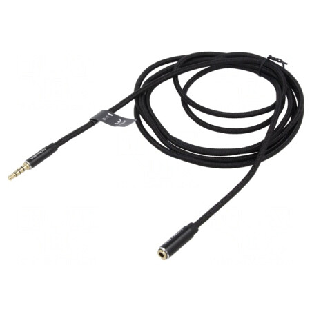 Cablu Audio Jack 3,5mm 4 Pin 2m Negru | Electronic-mag.ro | Componente Electronice