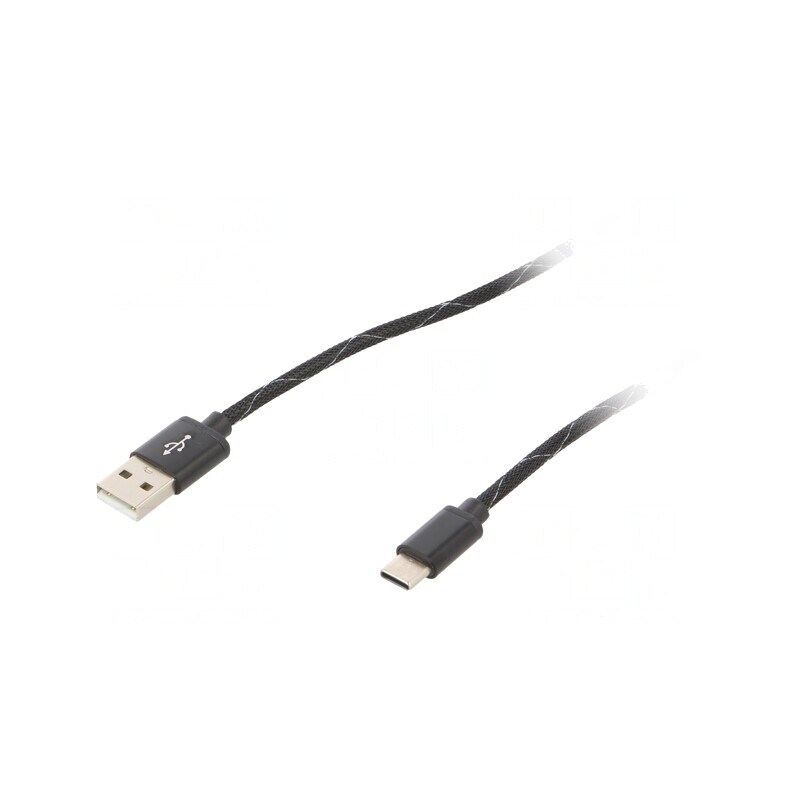 Cablu USB 2.0 USB-A la USB-C 2.5m Negru Textilă | Electronic-mag.ro | Componente Electronice Cablu USB 2.0 USB-A la USB-C 2.5m Negru Textilă | Electronic-mag.ro | Componente Electronice