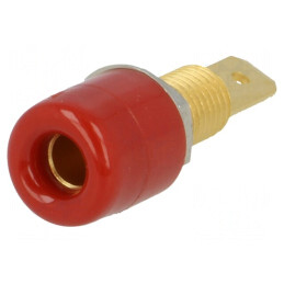 Soclu Banană 4mm Roșu Aurit Panou 32A 70V | Electronic-mag.ro | Componente Electronice