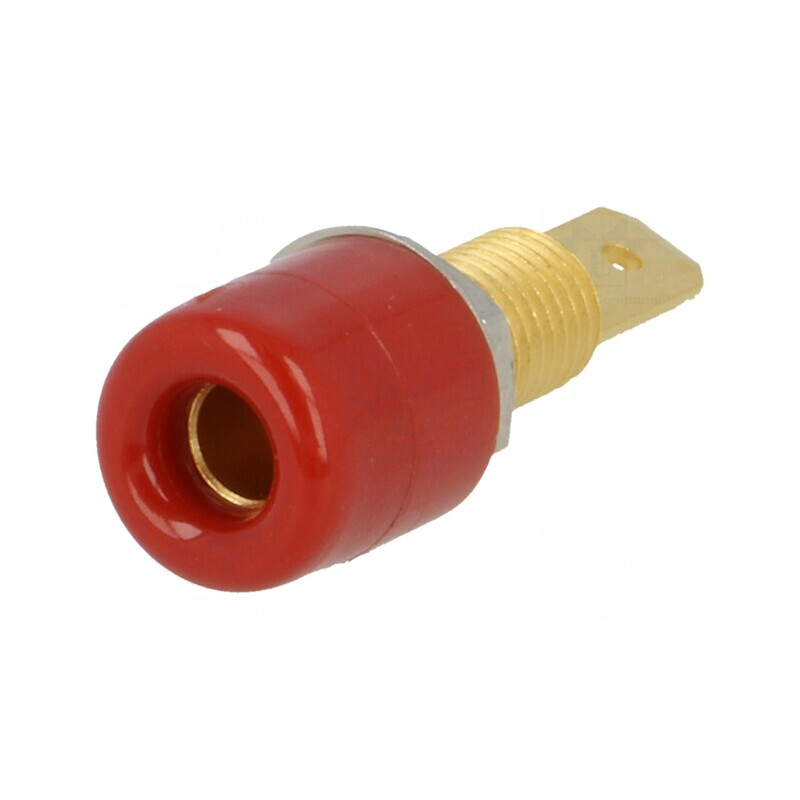 Soclu Banană 4mm Roșu Aurit Panou 32A 70V | Electronic-mag.ro | Componente Electronice