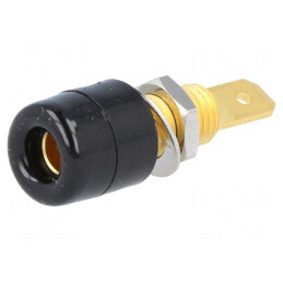 Soclu Banană 4mm Negru Aurit pe Panou | Electronic-mag.ro | Componente Electronice