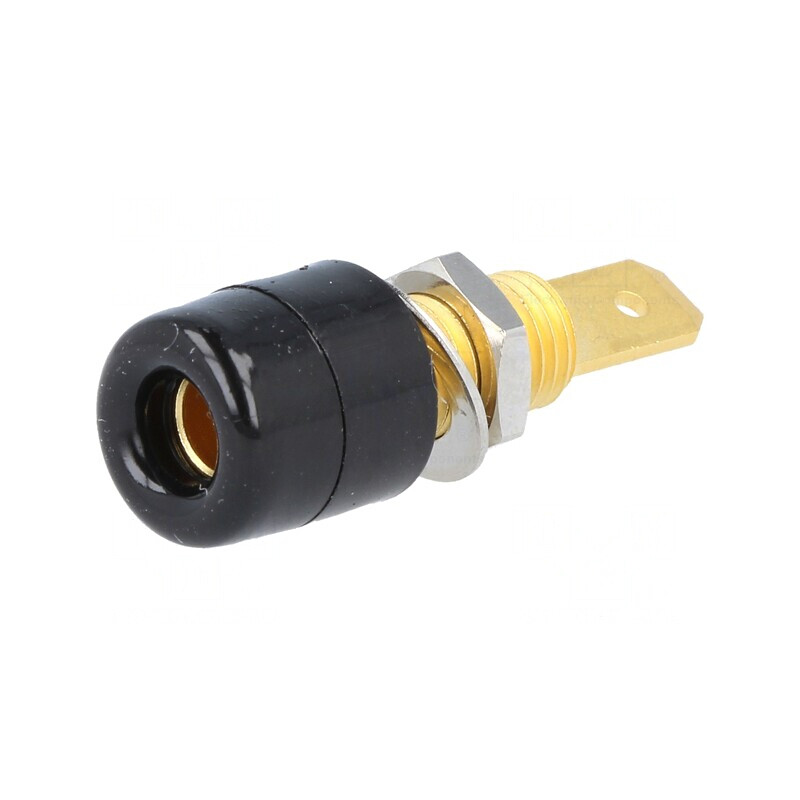 Soclu Banană 4mm Negru Aurit pe Panou | Electronic-mag.ro | Componente Electronice