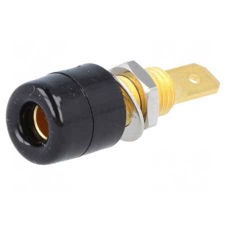 Soclu Banană 4mm Negru Aurit pe Panou | Electronic-mag.ro | Componente Electronice