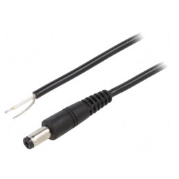 Cablu DC 5,5/2,1 cu Mufă în Unghi Negru 1,5m | Electronic-mag.ro | Componente Electronice