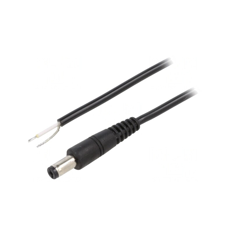 Cablu DC 5,5/2,1 cu Mufă în Unghi Negru 1,5m | Electronic-mag.ro | Componente Electronice