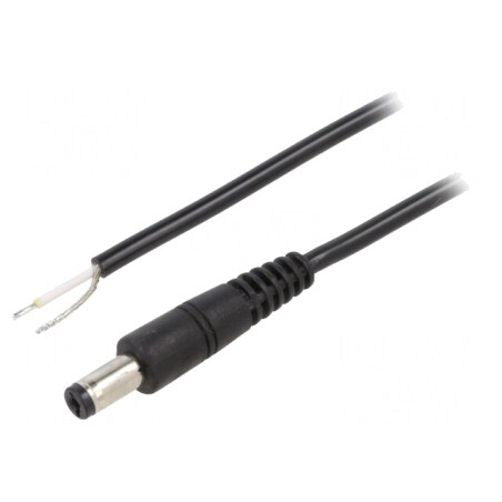 Cablu DC 5,5/2,1 cu Mufă în Unghi Negru 1,5m | Electronic-mag.ro | Componente Electronice