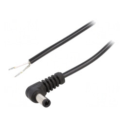 Cablu DC 5,5/2,5 cu Mufă în Unghi Negru 1,5m | Electronic-mag.ro | Componente Electronice