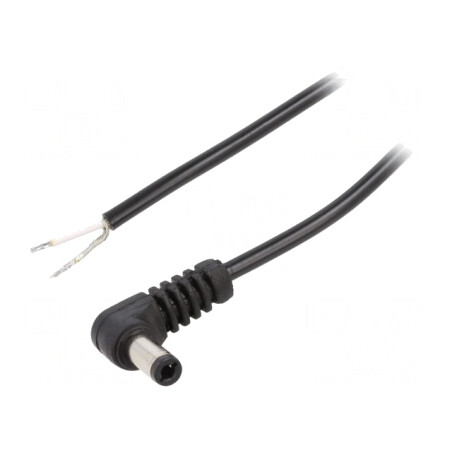 Cablu DC 5,5/2,5 cu Mufă în Unghi Negru 1,5m | Electronic-mag.ro | Componente Electronice