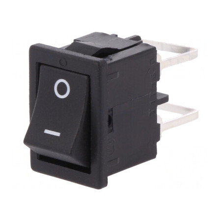 Comutator Rocker DPST 10A/250VAC Negru IP40 | Electronic-mag.ro | Componente Electronice