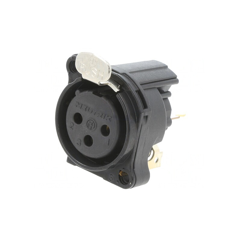 Soclu XLR Mamă 3 PIN cu Buton Argint 6A | Electronic-mag.ro | Componente Electronice