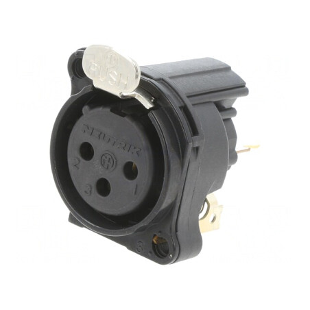 Soclu XLR Mamă 3 PIN cu Buton Argint 6A | Electronic-mag.ro | Componente Electronice