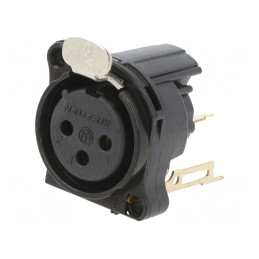Soclu XLR Mamă 3P Argint 6A THT | Electronic-mag.ro | Componente Electronice