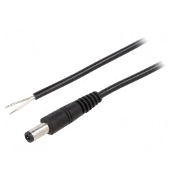 Cablu Alimentare DC 5,5/2,5mm Negru 1,5m | Electronic-mag.ro | Componente Electronice