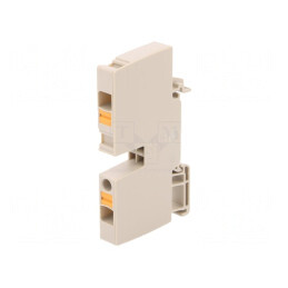 Bornă cu Arc Bej 6mm2 2 Piste 1 Borne | Electronic-mag.ro | Componente Electronice