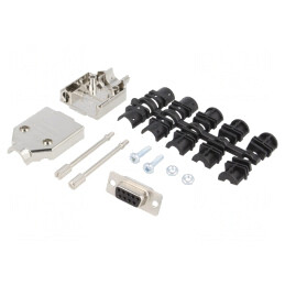 Conector D-Sub 9 pini mamă negru pe cablu - Set complet | Electronic-mag.ro | Componente Electronice