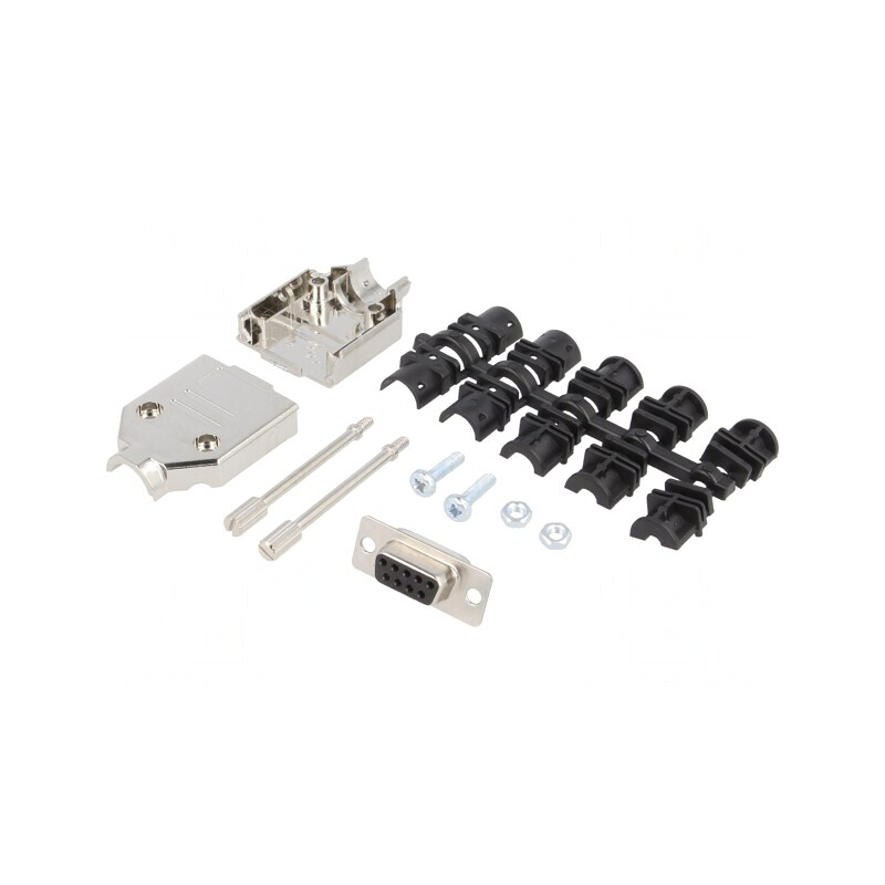 Conector D-Sub 9 pini mamă negru pe cablu - Set complet | Electronic-mag.ro | Componente Electronice