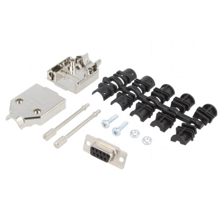 Conector D-Sub 9 pini mamă negru pe cablu - Set complet | Electronic-mag.ro | Componente Electronice