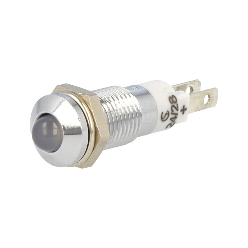 Lampă de control LED albă 24-28VDC IP40 Ø8.2mm | Electronic-mag.ro | Componente Electronice