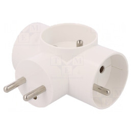 Conector Alimentare AC Splitter 2P PE 250V 16A Alb | Electronic-mag.ro | Componente Electronice