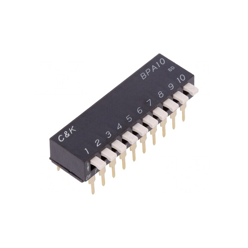 Comutator DIP-SWITCH 10 Secțiuni OFF-ON 0.025A 24VDC | Electronic-mag.ro | Componente Electronice