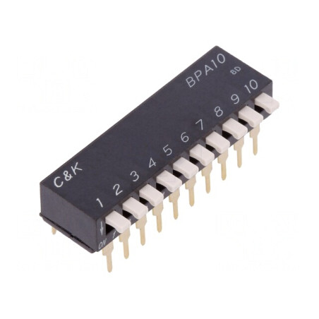 Comutator DIP-SWITCH 10 Secțiuni OFF-ON 0.025A 24VDC | Electronic-mag.ro | Componente Electronice