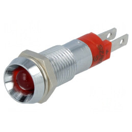 Lampă LED de Control Roșie 24-28VDC IP67 Metal Ø8.2mm | Electronic-mag.ro | Componente Electronice