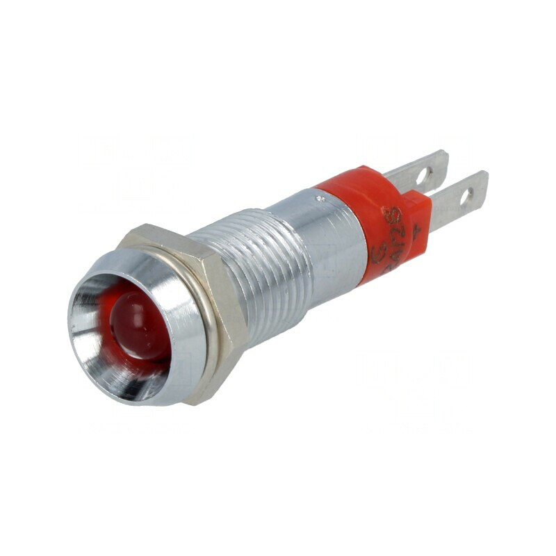 Lampă LED de Control Roșie 24-28VDC IP67 Metal Ø8.2mm | Electronic-mag.ro | Componente Electronice