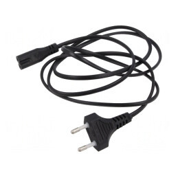 Cablu Alimentare 2x0,5mm2 CEE 7/16 la IEC C7 1,5m Negru | Electronic-mag.ro | Componente Electronice