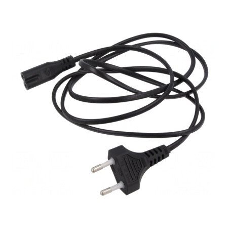 Cablu Alimentare 2x0,5mm2 CEE 7/16 la IEC C7 1,5m Negru | Electronic-mag.ro | Componente Electronice